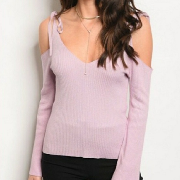 Lavender Cold Shoulder Top - Picture 2 of 6